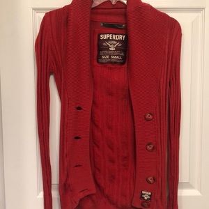 NWOT Superdry never worn Red cardigan